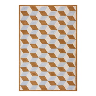 Early 21st Century Contemporary Multi Color Geometric Hooked Rug 6'0" X 9'0" For Sale