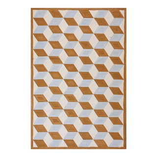 Early 21st Century Contemporary Multi Color Geometric Hooked Rug 6'0" X 9'0" For Sale