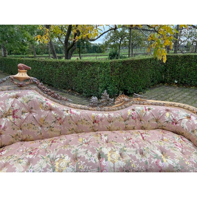 1970s French Artisan Louis XVI Pink Gold Beech Settee-1Pc For Sale - Image 13 of 16