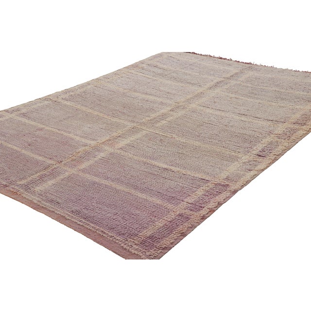 Rug & Kilim Vintage Moroccan Rug in Mauve and Beige With Geometric Patterns - Rug & Kilim For Sale - Image 4 of 7
