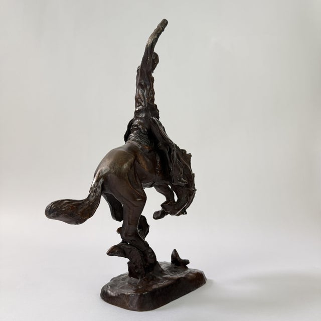 Abstract Bronze Cowboy on Bucking Horse Sculpture, 12” H For Sale - Image 11 of 12