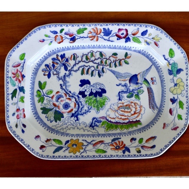 This custom mahogany side table is designed to showcase an authentic early 19th-century English ironstone platter from the...