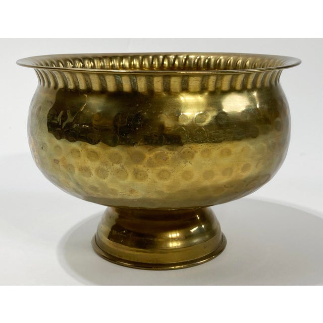 Vintage Hammered Brass Pedestal Bowl For Sale In Kansas City - Image 6 of 8