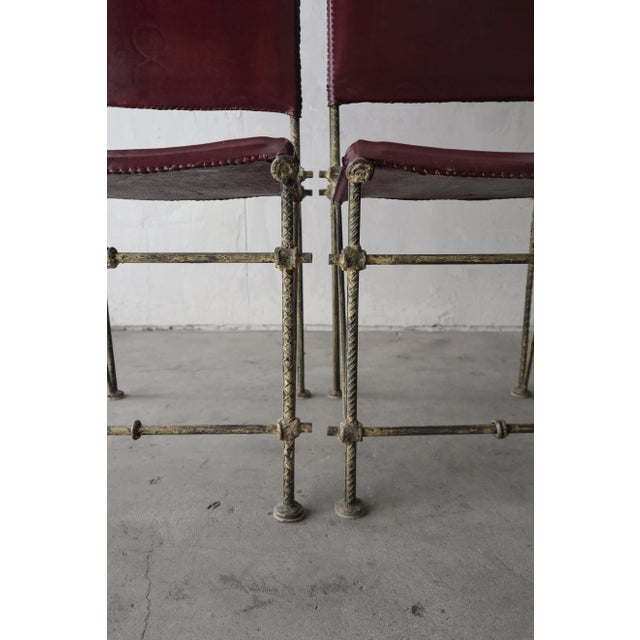Ilana Goor Handwrought Metal and Leather Dining Chairs For Sale - Image 10 of 11