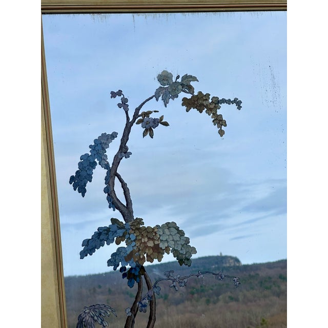 Chinoiserie Reverse Hand-Painted Mantle Mirror For Sale - Image 4 of 9
