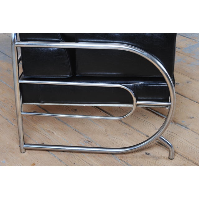 Bauhaus Sofa in Chrome, Steel and Leather attributed to Robert Slezak, Czech, 1930s For Sale - Image 9 of 13