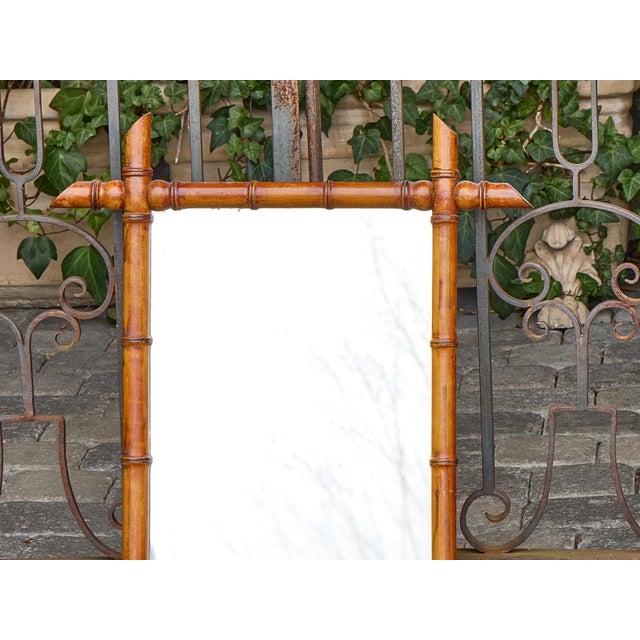 Early 20th Century French Faux Bamboo Wall Mirror with Turned Wood Frame, circa 1900 For Sale - Image 5 of 12