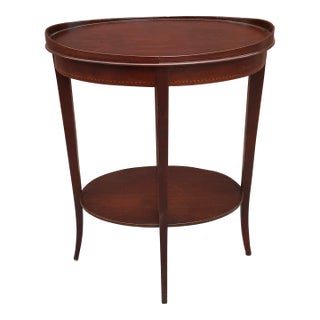 Mersman Federal Style Tiered Mahogany Inlay Oval Side Table For Sale