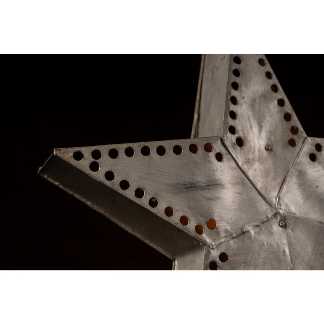 Vintage Punched Tin Figural Lighted Star Sign For Sale - Image 9 of 10