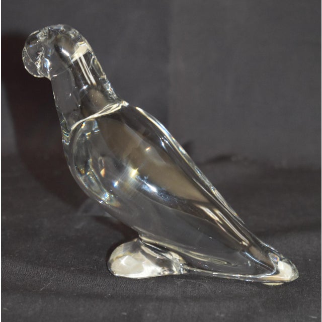 Transparent Vintage Baccarat France Clear Crystal Parrot Figurine Signed Art Glass Bird 4" For Sale - Image 8 of 15