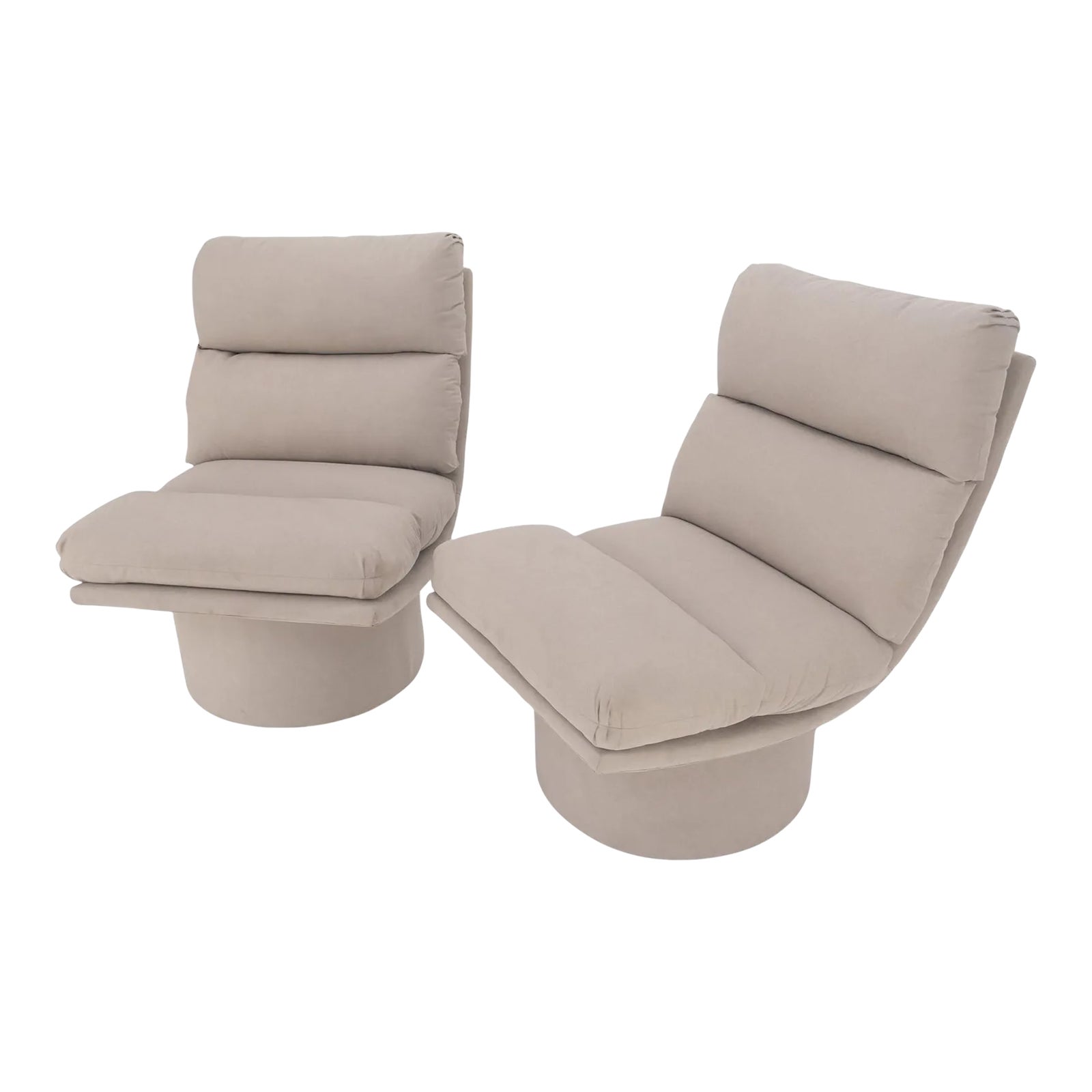 Pair New Light Coffee to Grey Alcantera Upholstery Scoop Lounge Chairs ...