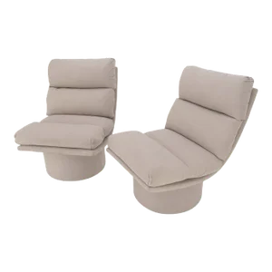 Pair New Light Coffee to Grey Alcantera Upholstery Scoop Lounge Chairs SHARP!