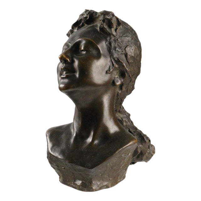 Young Woman's Face, 19th-20th Century, Bronze For Sale