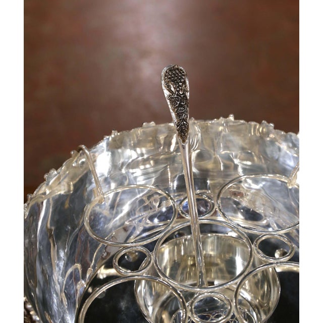Silver Vintage French Silver-Plated Grape Motif Champagne Cooler and Punch Bowl For Sale - Image 8 of 10