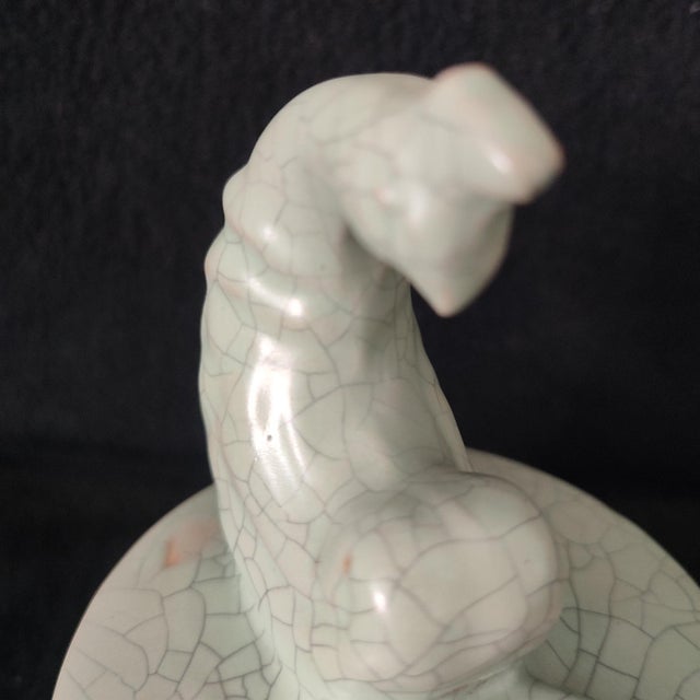Early 20th Century Chinese Ceramic Cenaer,Guan Ware Crackle Glaze Celadon Porcelain Incense Burner Hand Carved Phoenix Pattern For Sale - Image 5 of 10