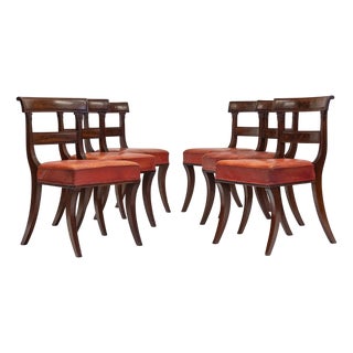 Regency Mahogany Sabre Leg Dining Chairs with Leather Seats, 1825, Set of 6 For Sale