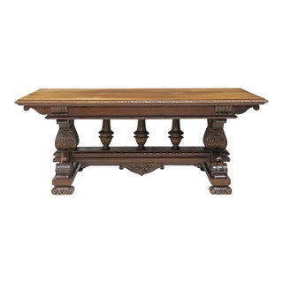 Antique Italian Renaissance Revival, Walnut, U. Brichetto Genoa, Dining Table! For Sale