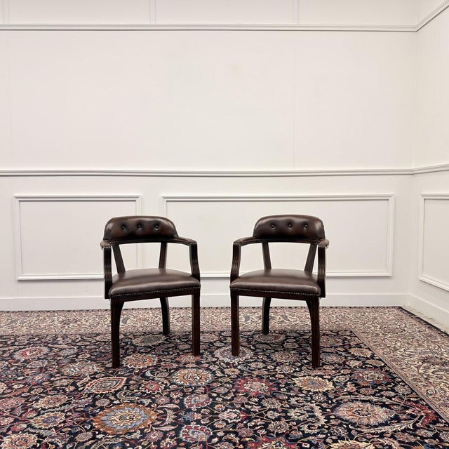 English Desk Chairs in Leather, Set of 2 For Sale - Image 10 of 10