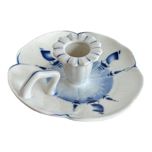 Petite Mid-Century European Delft Style Candleholder