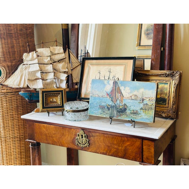 Folk Art Vintage Folk Art Small Sailboat Picture, Framed For Sale - Image 3 of 9