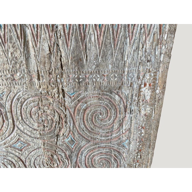 Brown Andrianna Shamaris Hand Carved Panel Symbolizing Peace and Happiness For Sale - Image 8 of 18