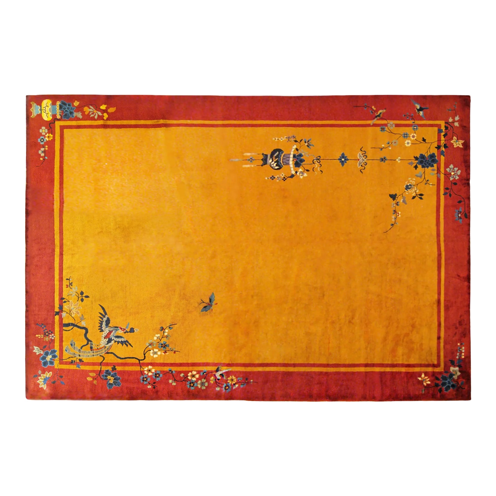 Antique Chinese Art Deco Oriental Rug, in Room Size, W Art Deco Motifs | Chairish