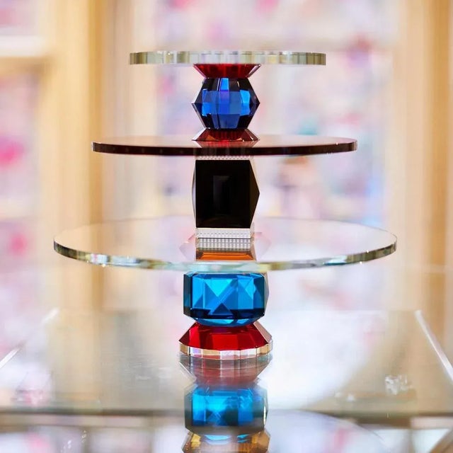 Three-Tiered Circular Crystal Tray For Sale - Image 4 of 6