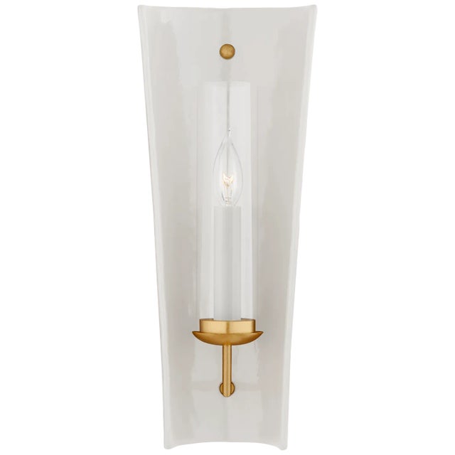 Downey Medium Reflector Sconce in White and Gild with Clear Glass Designer: Chapman & Myers Height: 18" Extension: 5.75"...