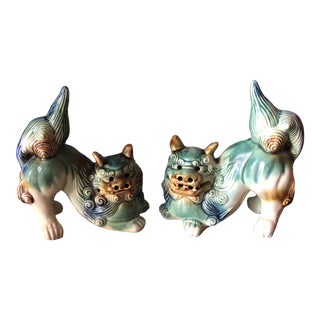 Modern Ceramic Foo Dogs - a Pair For Sale
