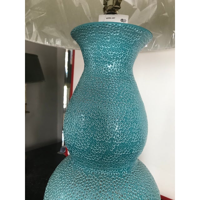 Aqua The Natural Light Company Aqua Dimpled Glaze Ceramic Base Table Light #5685 For Sale - Image 8 of 10