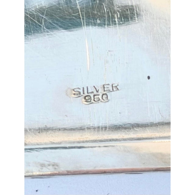 Metal 1910s Cigarette Case - Stamped .950 Silver * Better Than Sterling * Antique - Hand Etched All Over Fine Elegant Design. For Sale - Image 7 of 7