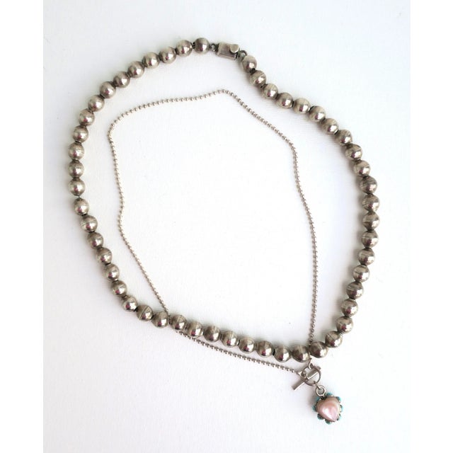 Mid 20th Century Mid 20th Century Sterling Silver Ball Bead Necklace For Sale - Image 5 of 11