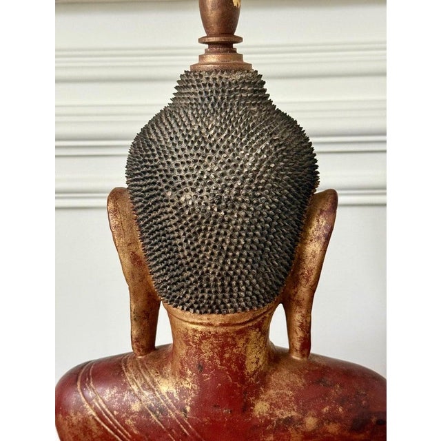 Antique Burmese Lacquer Wood Shan Style Buddha Statue For Sale - Image 9 of 18