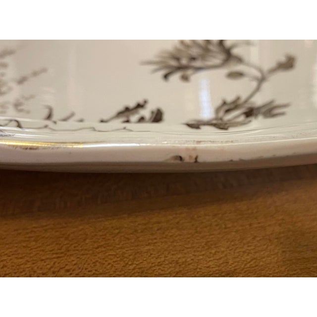 Ivory Antique Brown Transferware "Daisy" Pattern Platter For Sale - Image 8 of 8