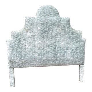 Custom Blue Velvet Headboard For Sale