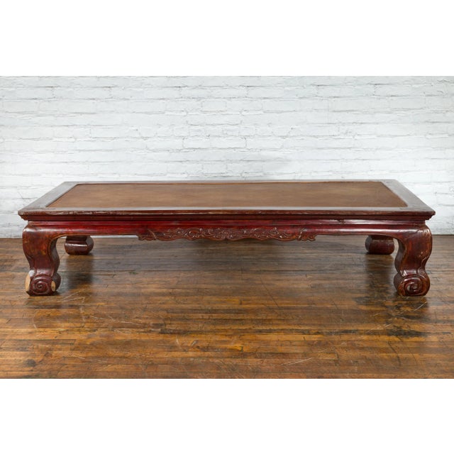 19th Century Chinese Qing Dynasty Mahogany Stained & Rattan Top Coffee Table For Sale - Image 10 of 13