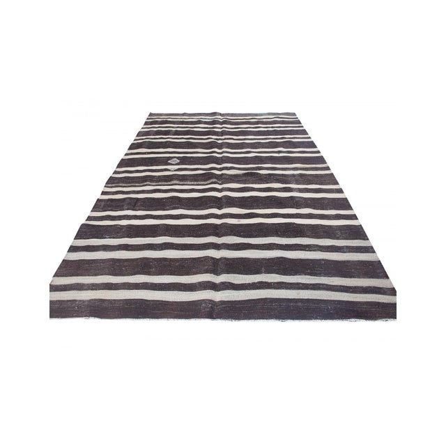 Mid-Century Modern Striped Vintage Turkish Kilim Rug - 6`5" X 10`10" For Sale - Image 3 of 6