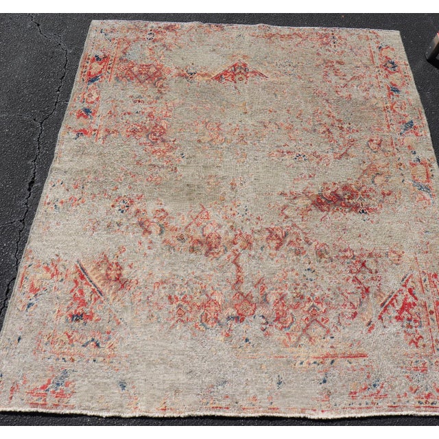 Distressed and Rustic Looking Antique Persian Mahal Rug With Red 5'2 X 6'5 For Sale - Image 4 of 14