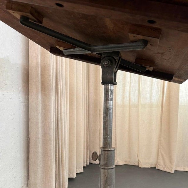 Wood Early 20th Century Industrial Chestnut and Cast Iron Drafting Table For Sale - Image 7 of 12