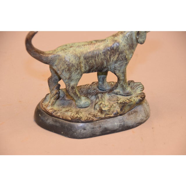 Art Deco Bronze Dog Sculpture on Black Marble Base, 1950s For Sale - Image 4 of 6