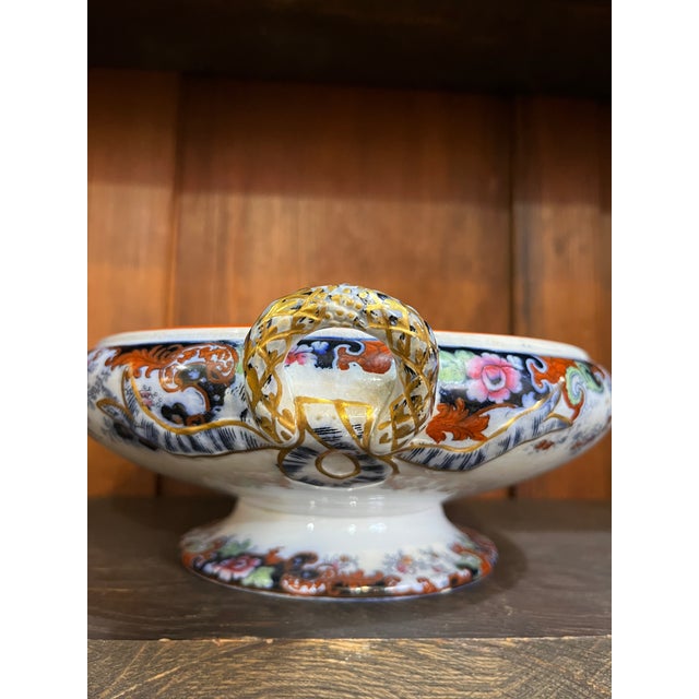 Antique Ridgway Imari Corey Hill Footed Tureen Round Bowl Staffordshire England For Sale - Image 10 of 10
