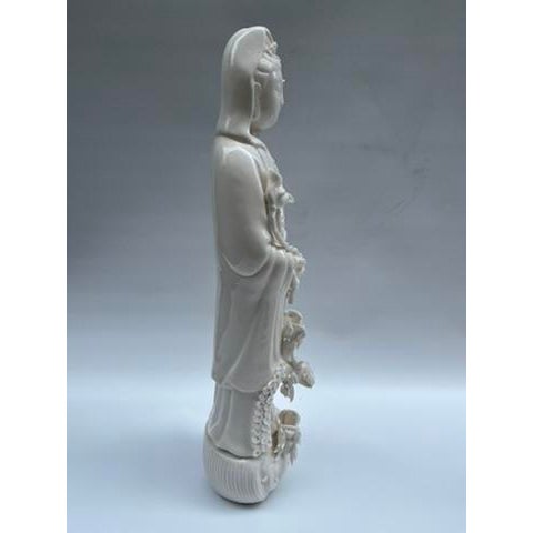Chinoiserie Blanc De Chine Guanyin Statue For Sale - Image 3 of 13