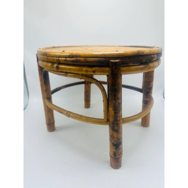 Brown Vintage Rattan Footstool For Sale - Image 8 of 9