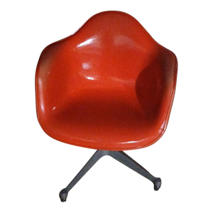 1971 Eames for Herman Miller Orange Fiberglass Armchair Swivel Contract Base