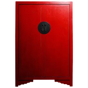 Vintage Style Chinese Red Lacquered Liquor Cabinet With Revolving Hidden Panel