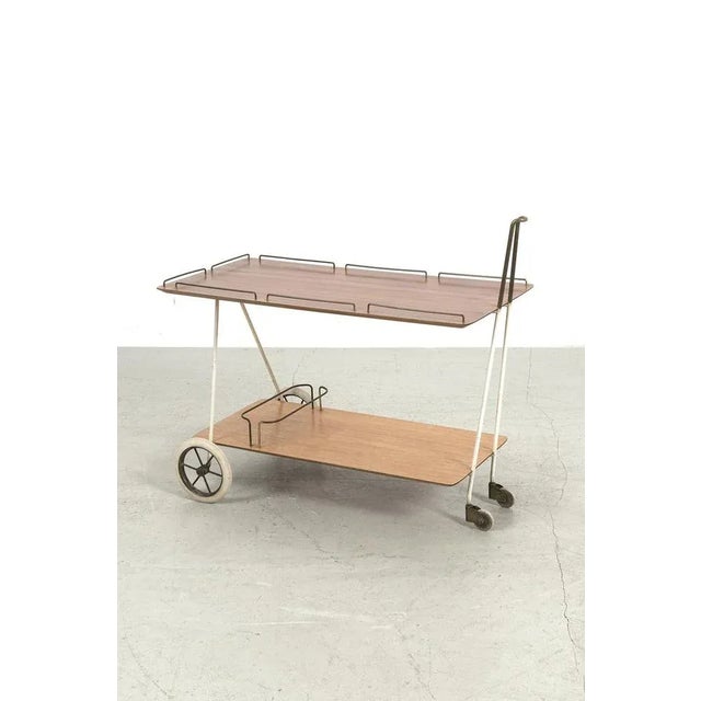 White Vintage German Trolley in Brass For Sale - Image 8 of 8