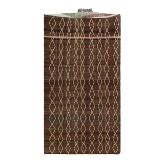 Vintage Moroccan Kilim in Brown With Geometric Lozenges, From Rug & Kilim For Sale