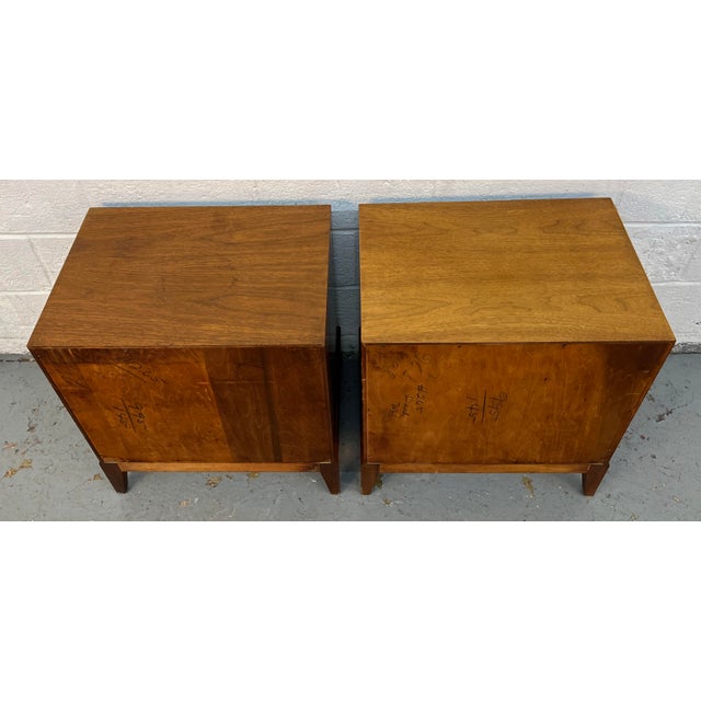 Mid-Century Modern Three Drawer Walnut Nightstands, A Pair For Sale - Image 14 of 14