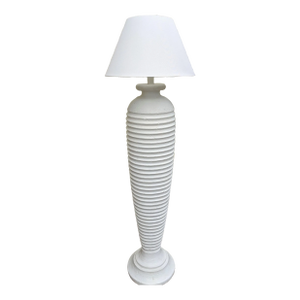 Vintage Postmodern White Plaster Textured Ribbed Floor Lamp Attributed to Michael Taylor