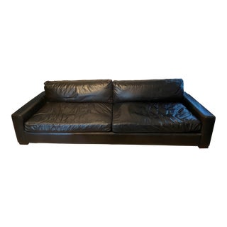 Restoration Hardware Black Leather Sofa For Sale